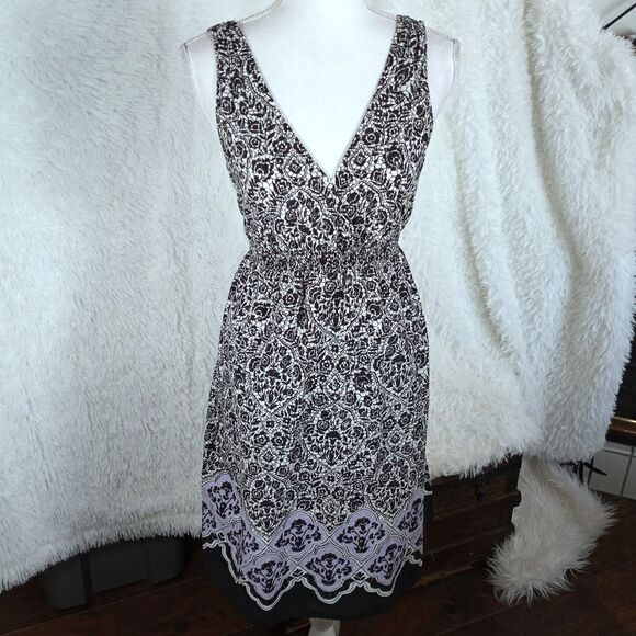 SONOMA BLACK, WHITE, & PURPLE/BLUE DRESS SZ.M EUC - Picture 2 of 9